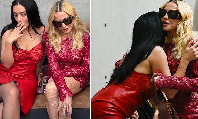 Madonna, Charli XCX smoke cigarettes on the front row at Saint Laurent Men’s Paris Fashion Week show